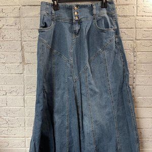 Vintage Style J 90s Y2K Denim Maxi Full Ruffle Grunge Skirt  12